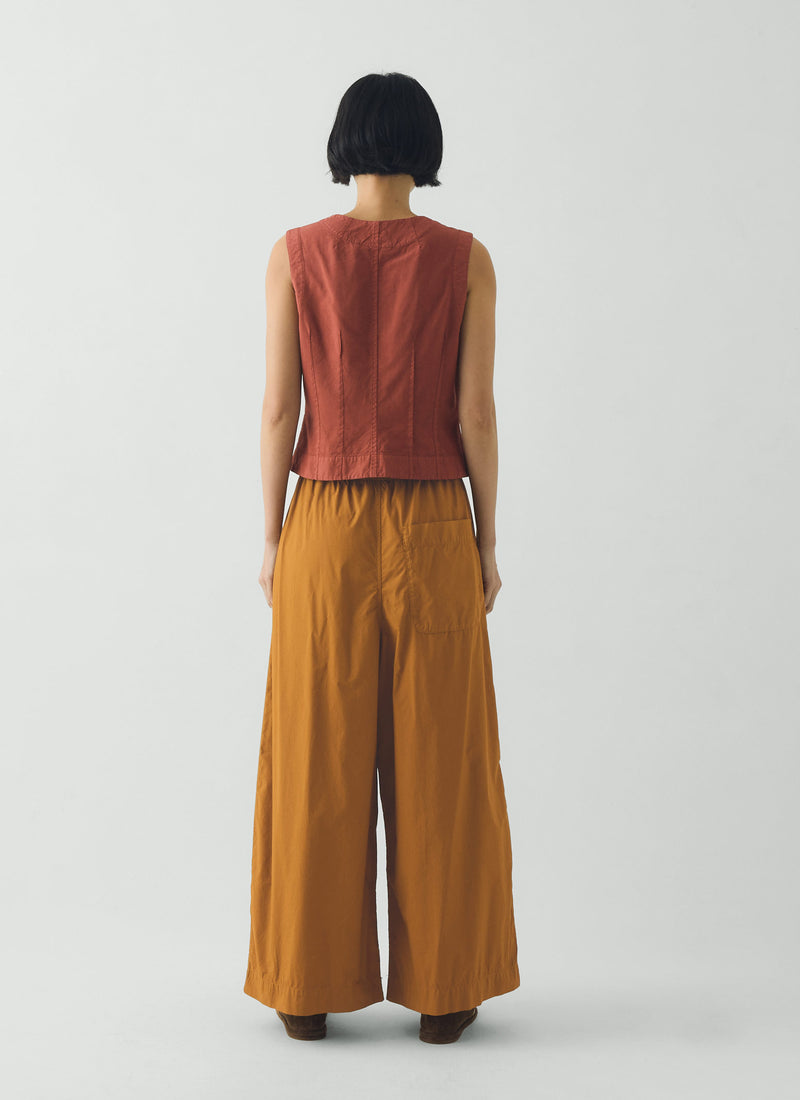 Pleated Pull On Cotton Poplin Trousers | Dhal