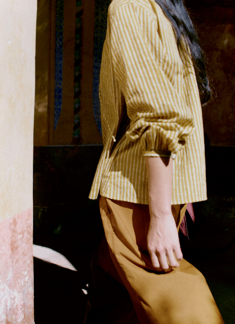 Pleated Pull On Cotton Poplin Trousers | Dhal
