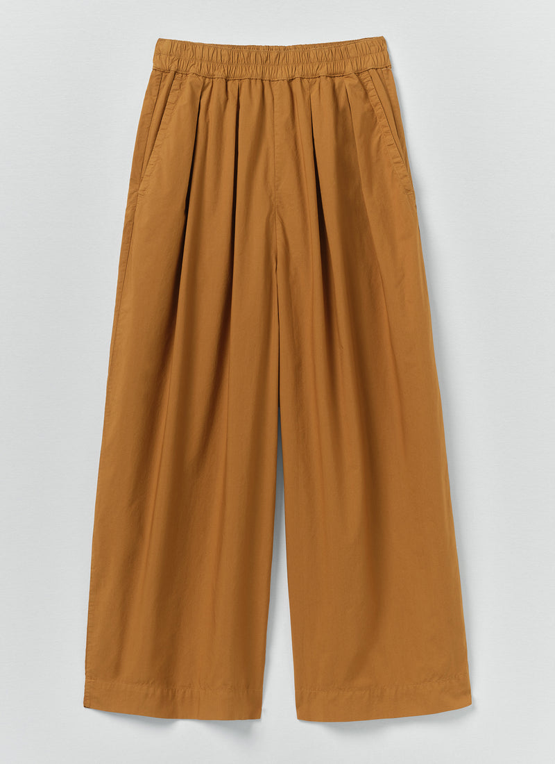 Pleated Pull On Cotton Poplin Trousers | Dhal