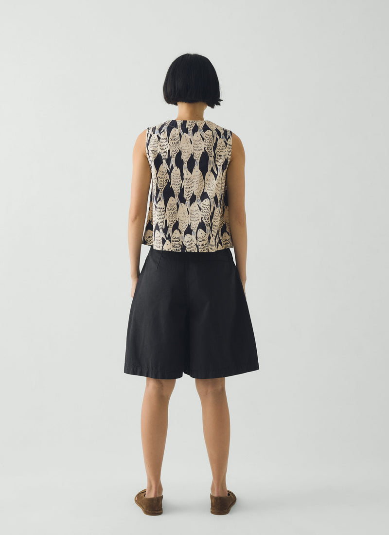Pleat Front Cotton Twill Shorts | Slate
