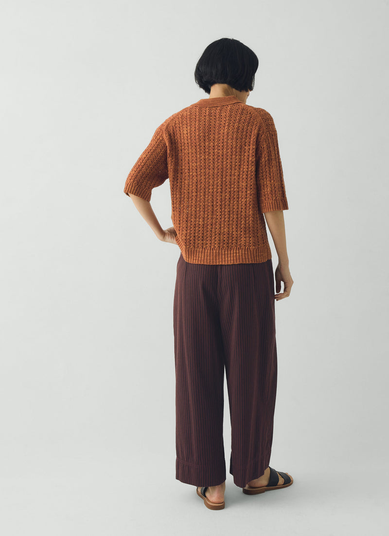 Stripe Fisherman Cotton Trousers | Black/Multi