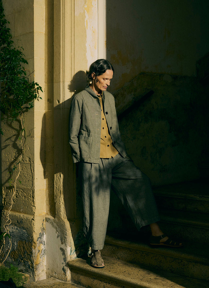 Carys Micro Houndstooth Wide Leg Trousers | Vintage White/Black