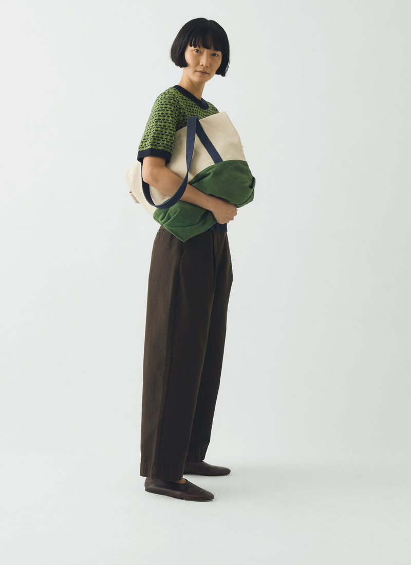 Pleat Front Garment Dyed Cotton Trousers | Black Walnut