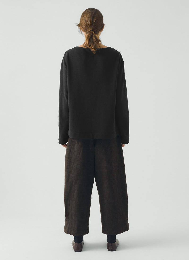 Carys Check Cotton Wool Wide Leg Trousers | Slate