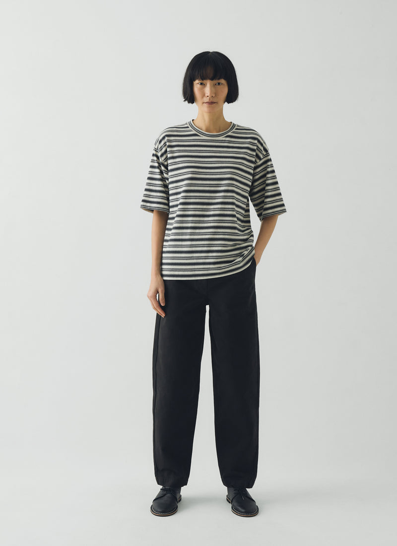 Garment Dyed Cotton Twill Trousers | Soft Black