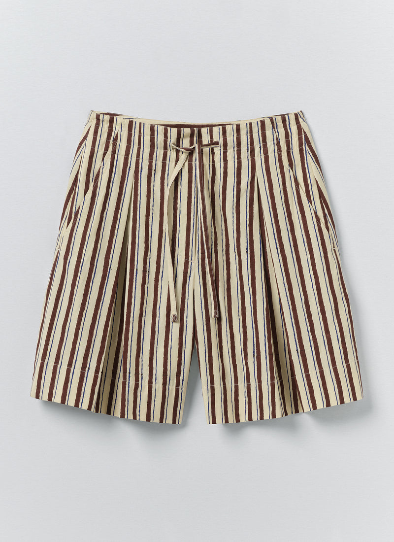 Block Print Sorbet Stripe Shorts | Pastel Lemon