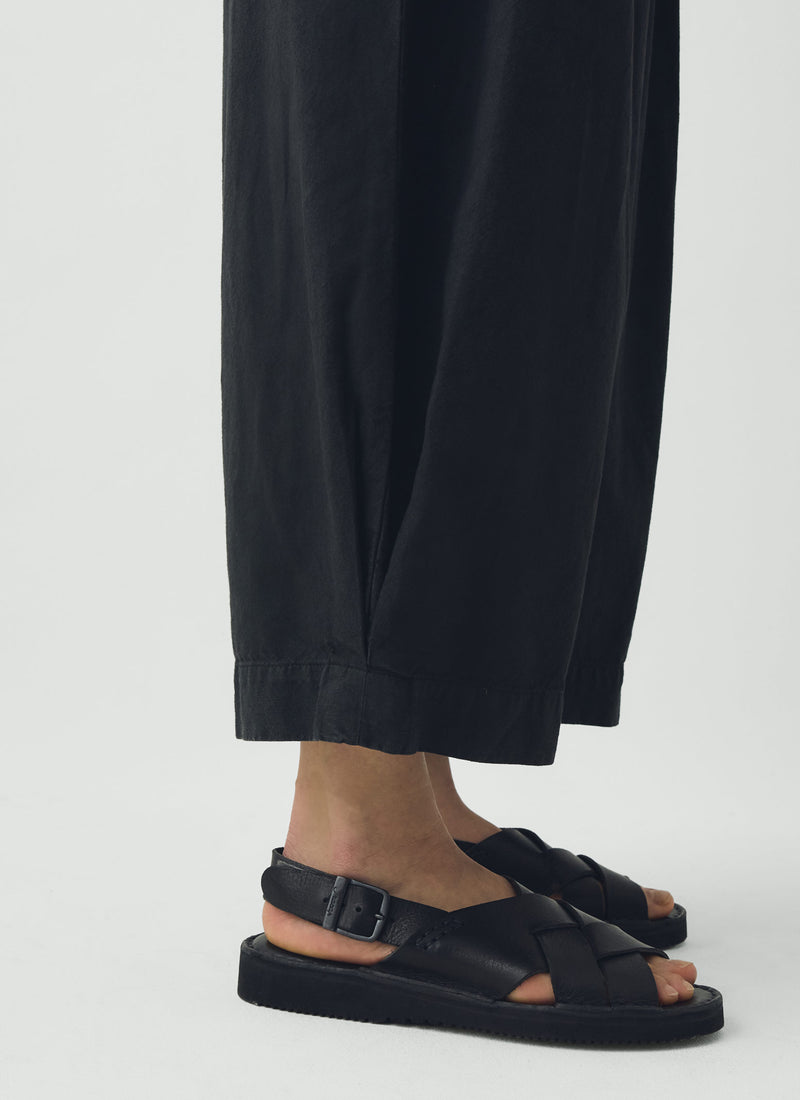 Carys Cotton Linen Canvas Wide Leg Trousers | Soft Black