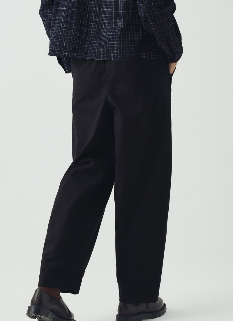 Cotton Twill Pull On Trousers | Blue Black