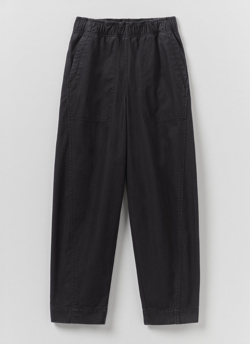 Cotton Twill Pull On Trousers | Blue Black