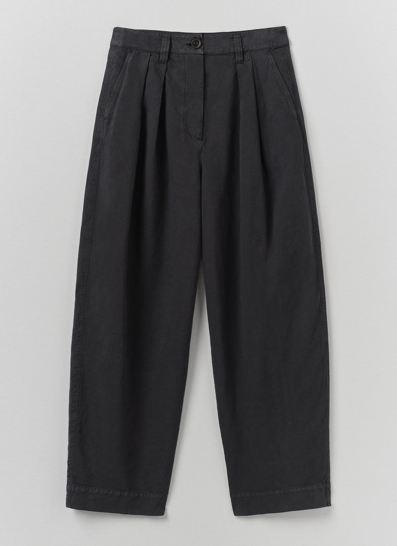 Cotton Linen Pleat Front Trousers | Slate