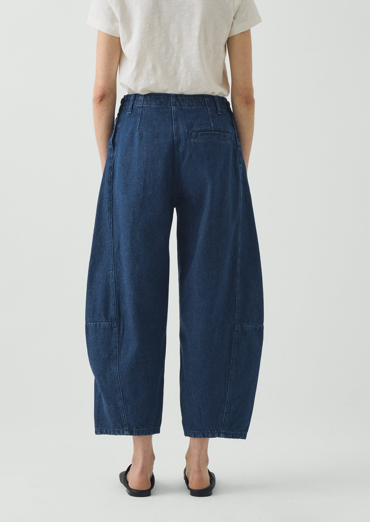Twisted Seam Cotton Linen Denim Trousers | Indigo | TOAST