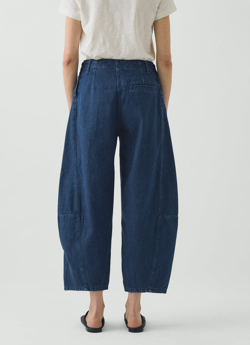 Twisted Seam Cotton Linen Denim Trousers | Indigo