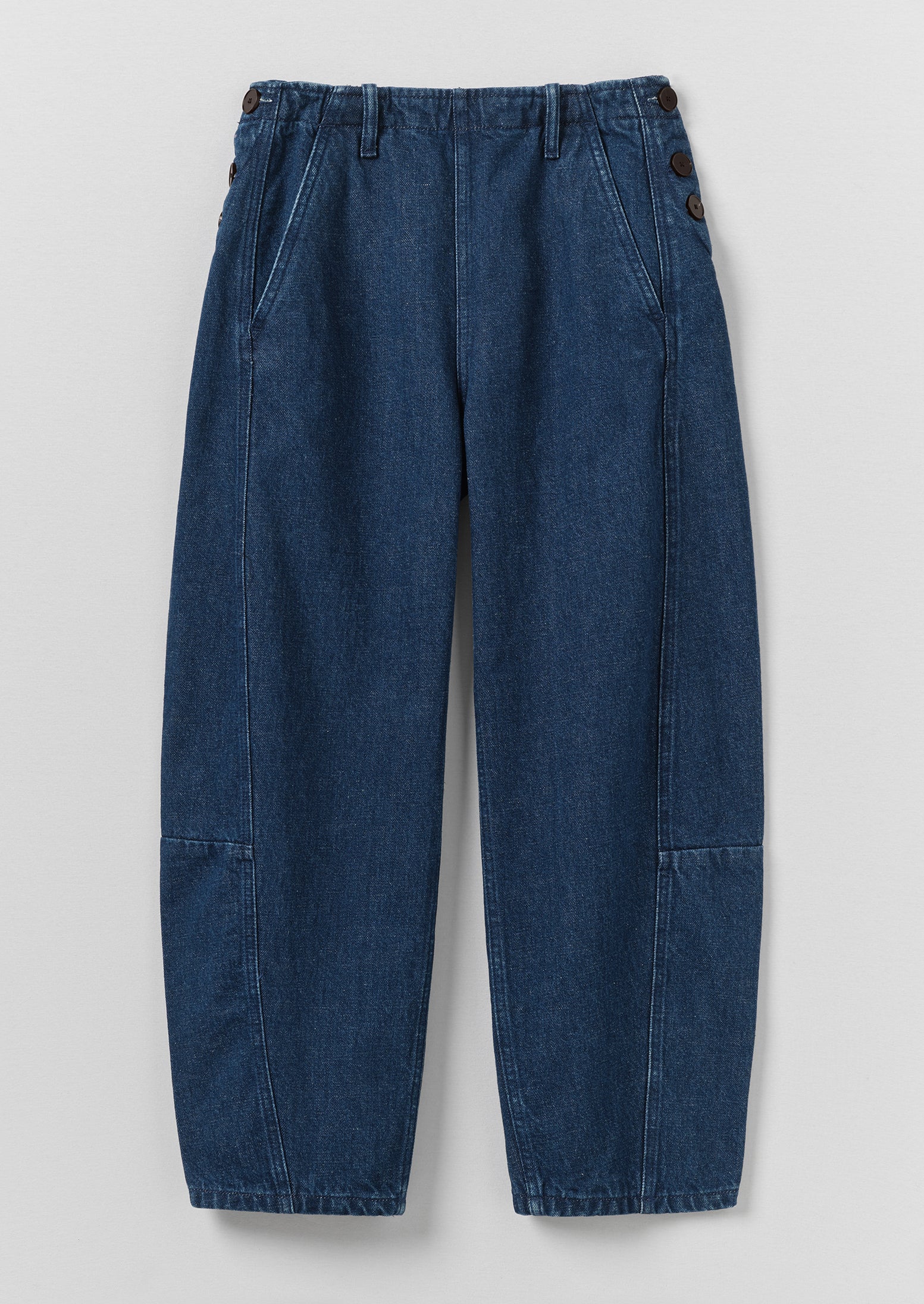 Twisted Seam Cotton Linen Denim Trousers | Indigo | TOAST