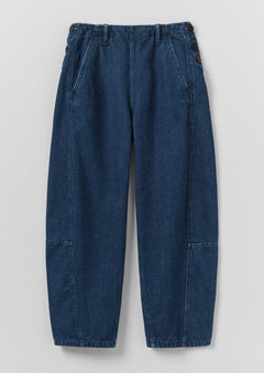 Twisted Seam Cotton Linen Denim Trousers | Indigo | TOAST