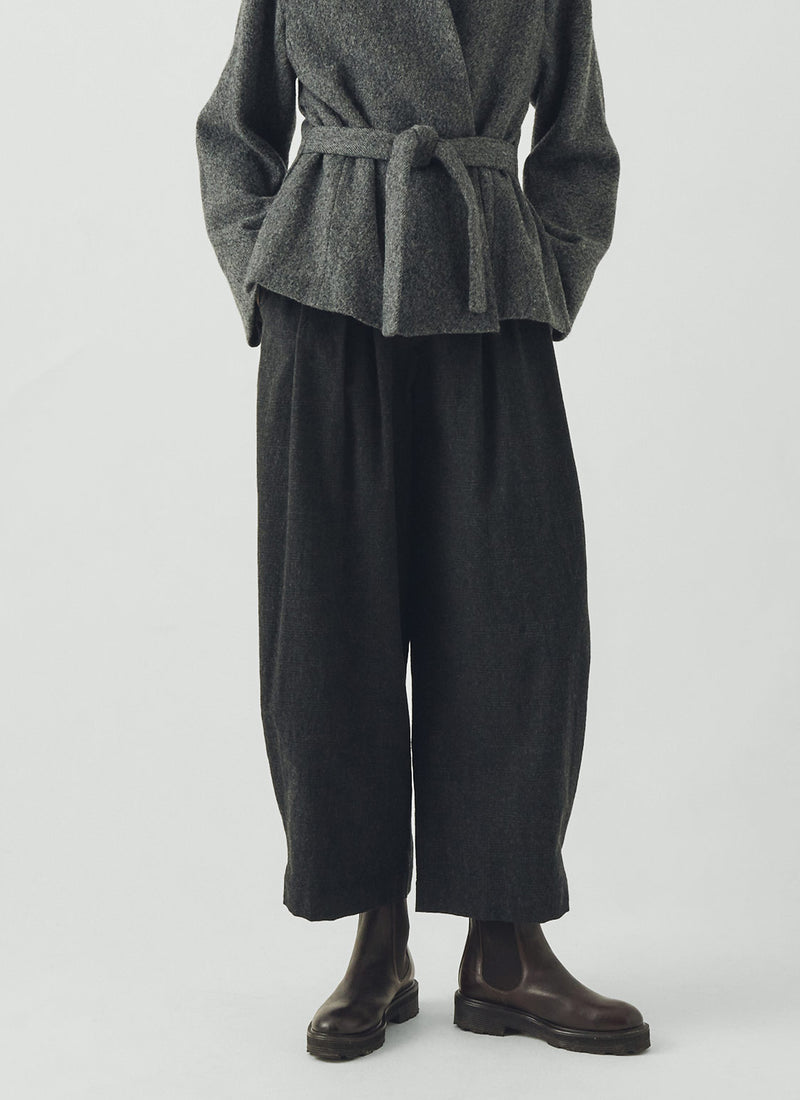 Carys Prince of Wales Check Wide Leg Trousers | Charcoal