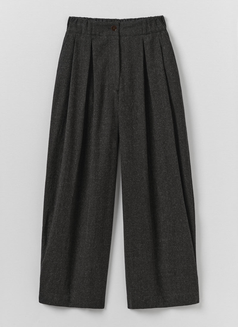 Carys Prince of Wales Check Wide Leg Trousers | Charcoal