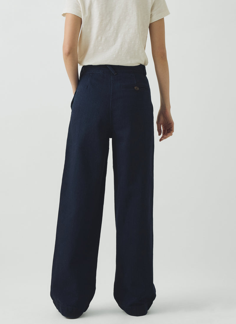 Annie Japanese Indigo Denim Full Length Trousers | Indigo