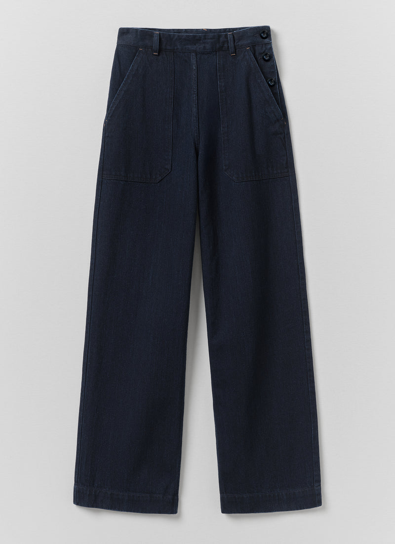Annie Japanese Indigo Denim Full Length Trousers | Indigo