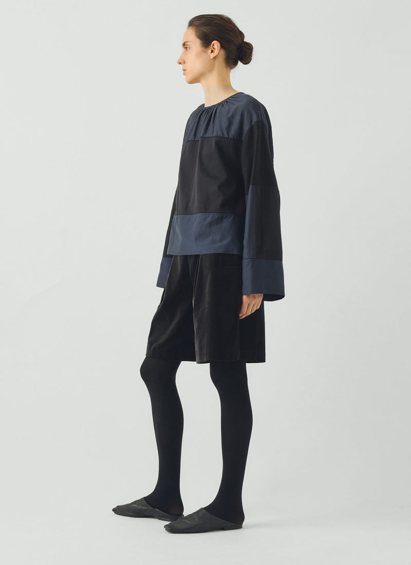 Pleat Front Cotton Velvet Shorts | Brown Slate