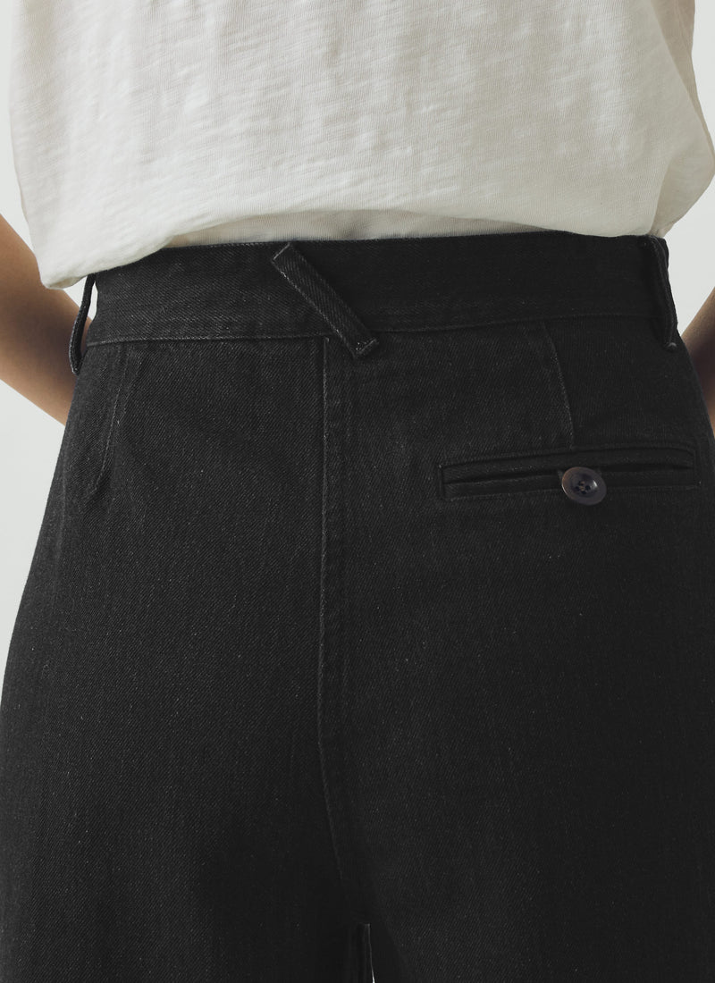 Annie Organic Denim Side Button Trousers | Carbon Black