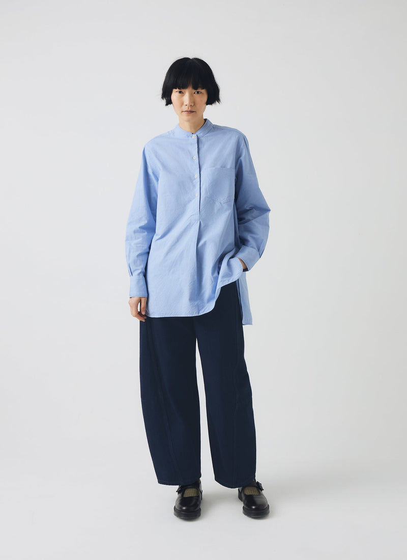 Taro Cotton Oxford Long Shirt | Chambray
