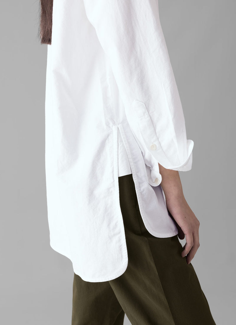 Taro Cotton Oxford Long Shirt | White
