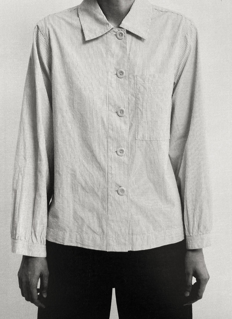 Baya Patch Pocket Stripe Cotton Shirt | Sunwashed Blue