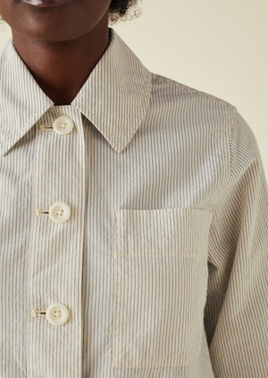Patch Pocket Stripe Organic Cotton Shirt | Sunwashed Blue