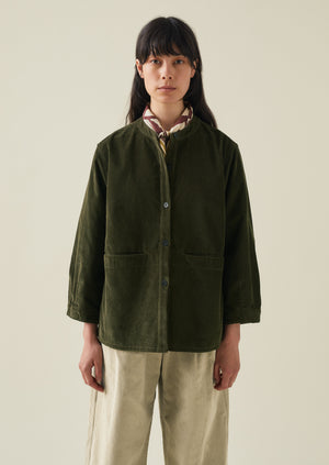 Front Pocket Soft Organic Cord Shirt | Tent Green