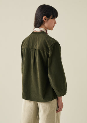 Front Pocket Soft Organic Cord Shirt | Tent Green