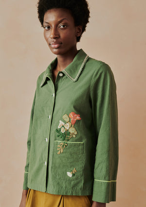 Floral Embroidered Cotton Shirt | Juniper