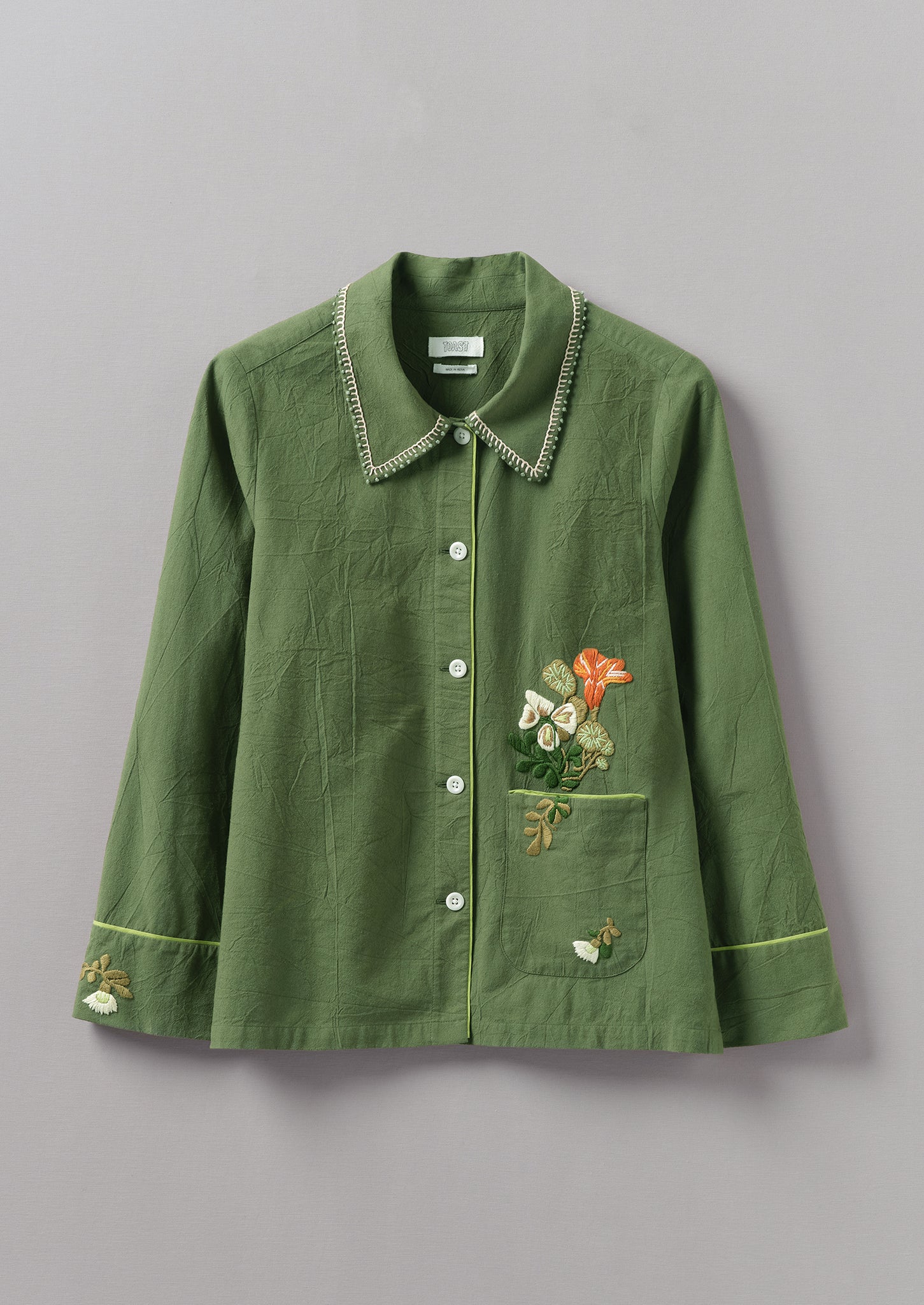Floral Embroidered Cotton Shirt | Juniper