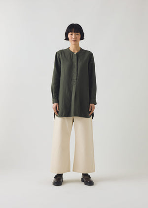 Elena Cotton Linen Tunic Shirt | Dusted Khaki