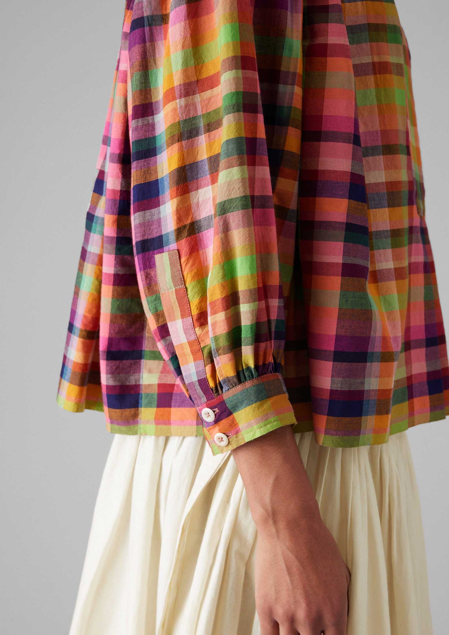 Check Hand Woven Mulmul Shirt | Bright/Multi