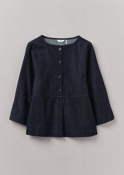 Half Placket Cotton Denim Smock