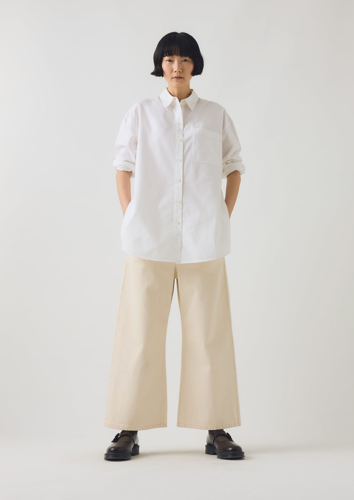 Cotton Oxford Oversized Long Shirt | White