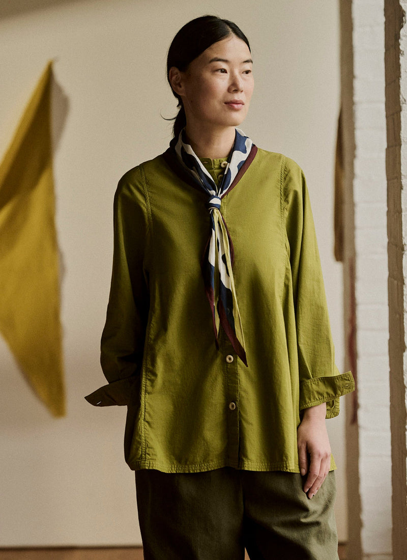 Raised Stripe Cotton Poplin Shirt | Pea Shoot