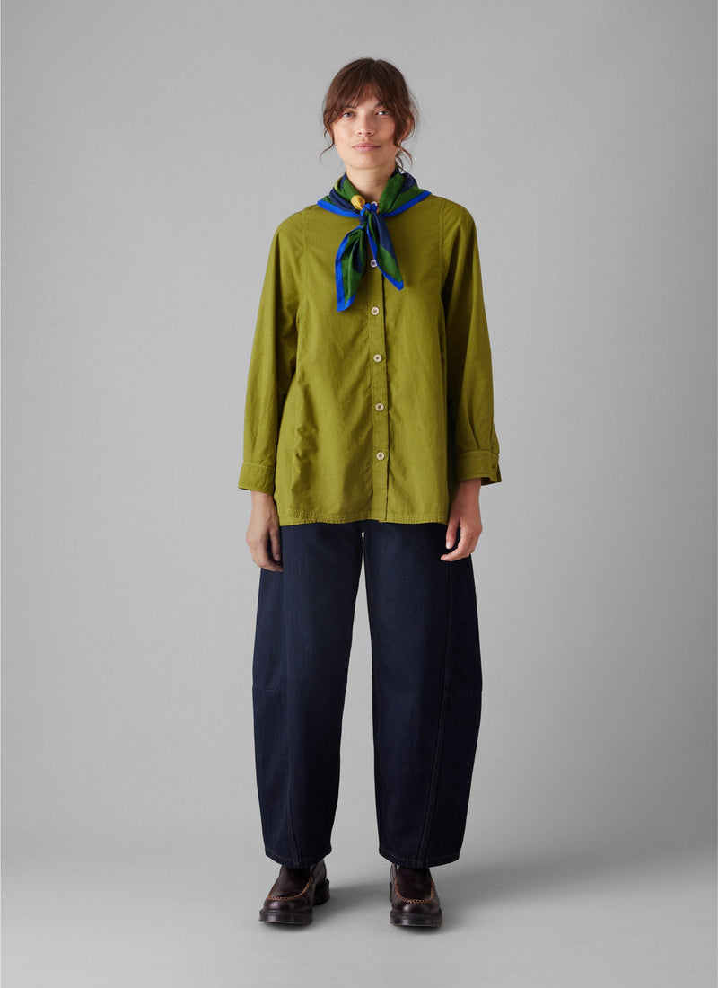 Raised Stripe Cotton Poplin Shirt | Pea Shoot