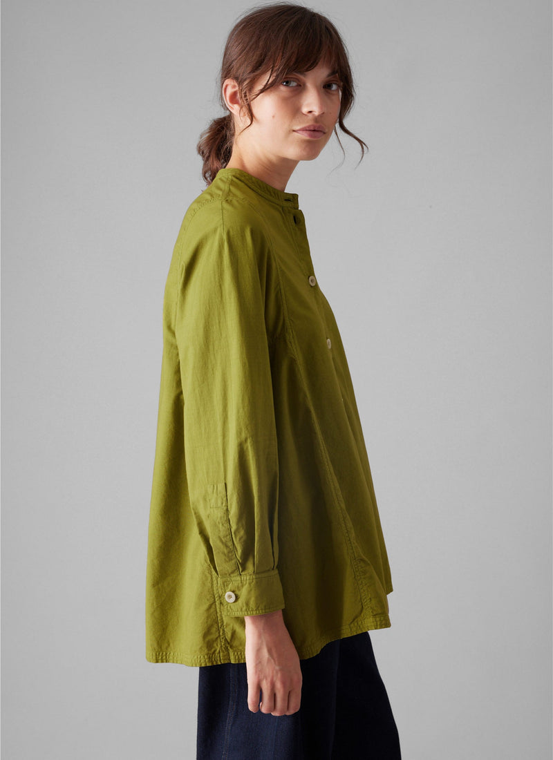 Raised Stripe Cotton Poplin Shirt | Pea Shoot