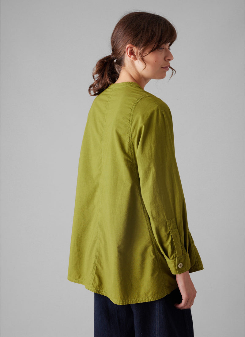 Raised Stripe Cotton Poplin Shirt | Pea Shoot