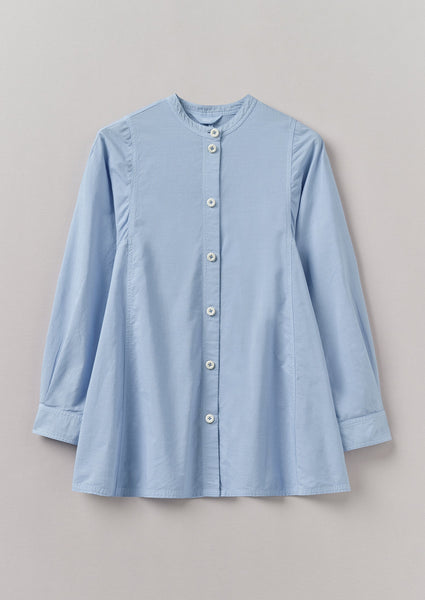 Raised Stripe Cotton Poplin Shirt Sky Blue