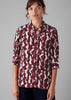 Gia Ribbon Print Shirt | Ecru/Garnet
