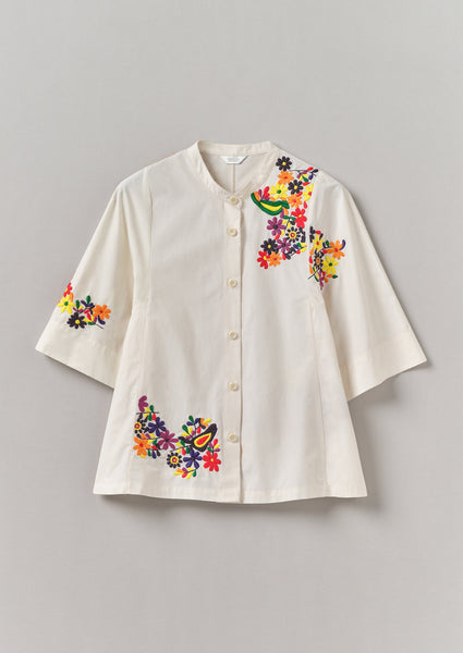 Floral Embroidered Cotton Poplin Shirt