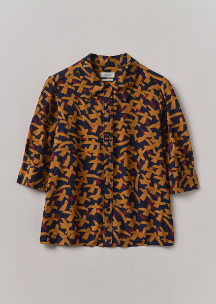 Gia Washi Print Shirt Deep Blue Marigold