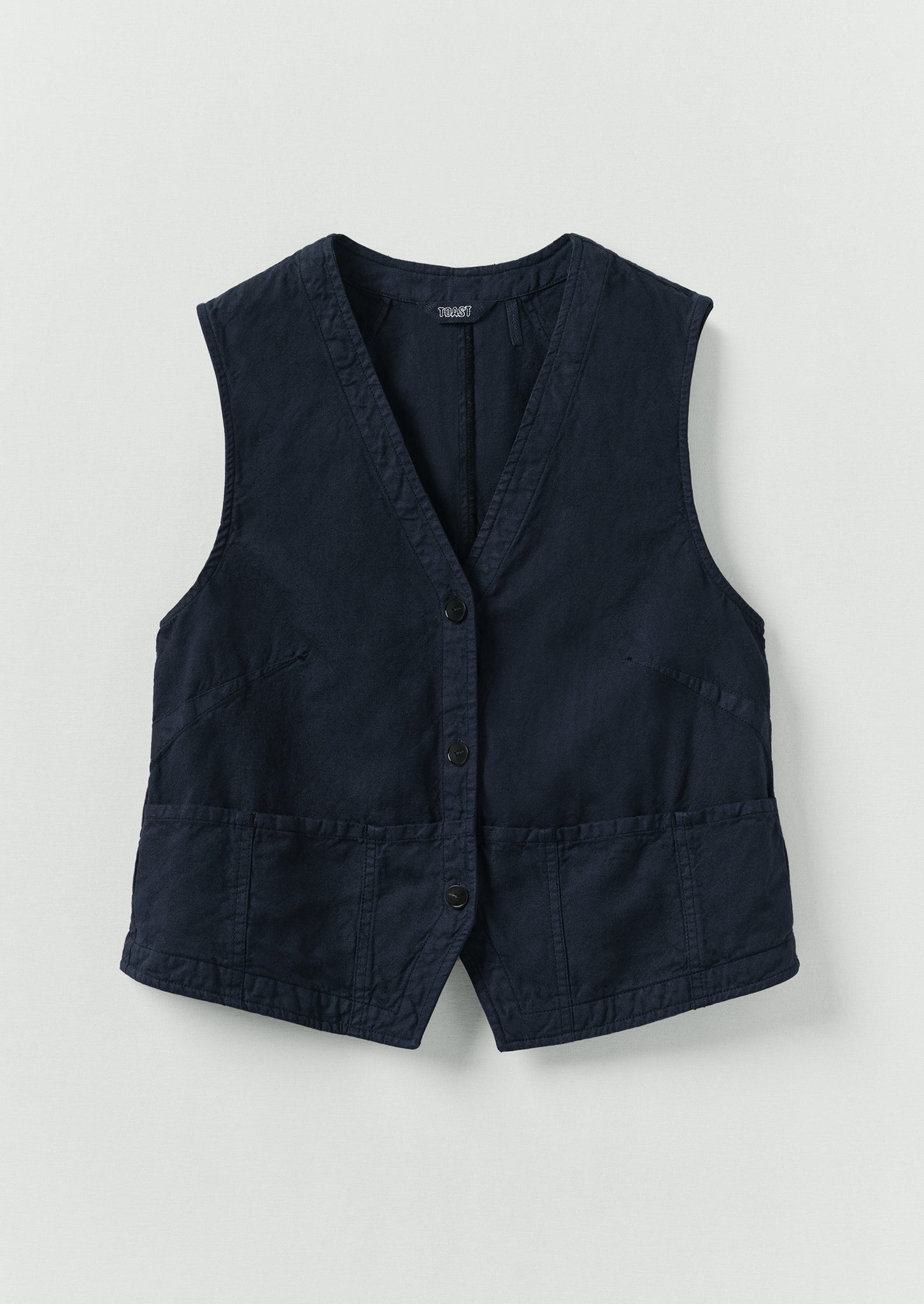 Cotton Linen Canvas Waistcoat Top | Anthracite | TOAST