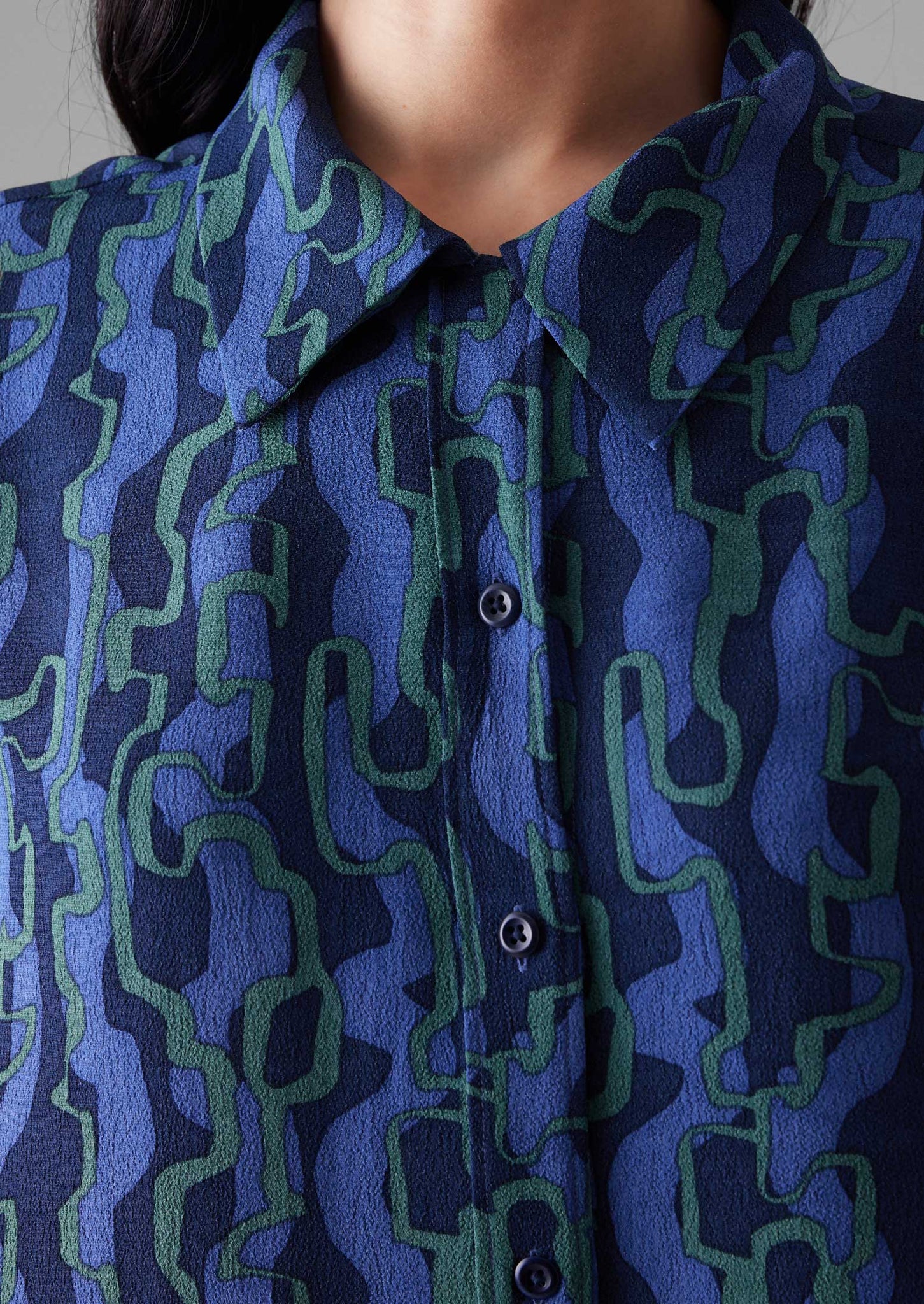 Gia Ribbon Print Shirt | Multi Blue/Copper Green