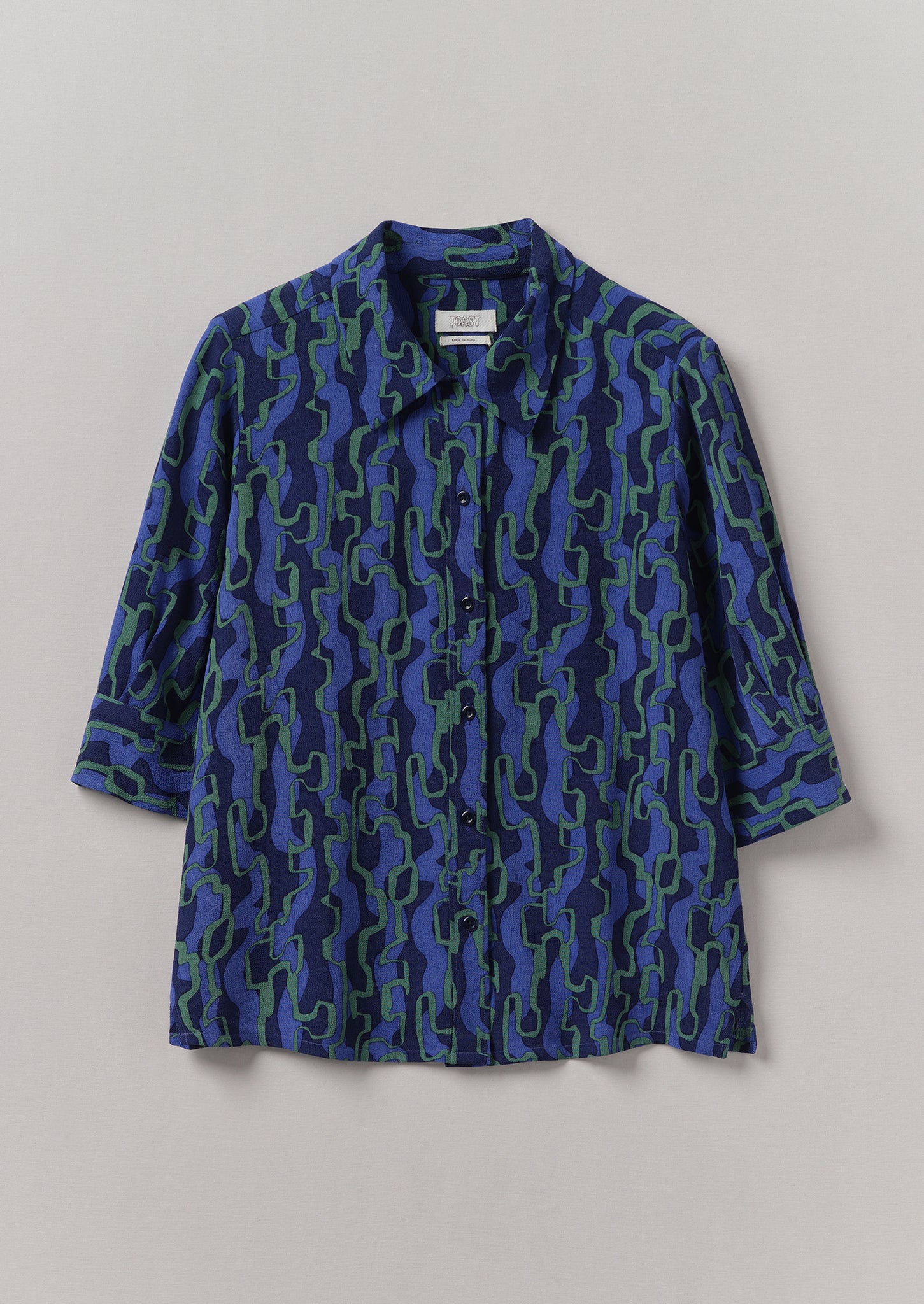 Gia Ribbon Print Shirt | Multi Blue/Copper Green