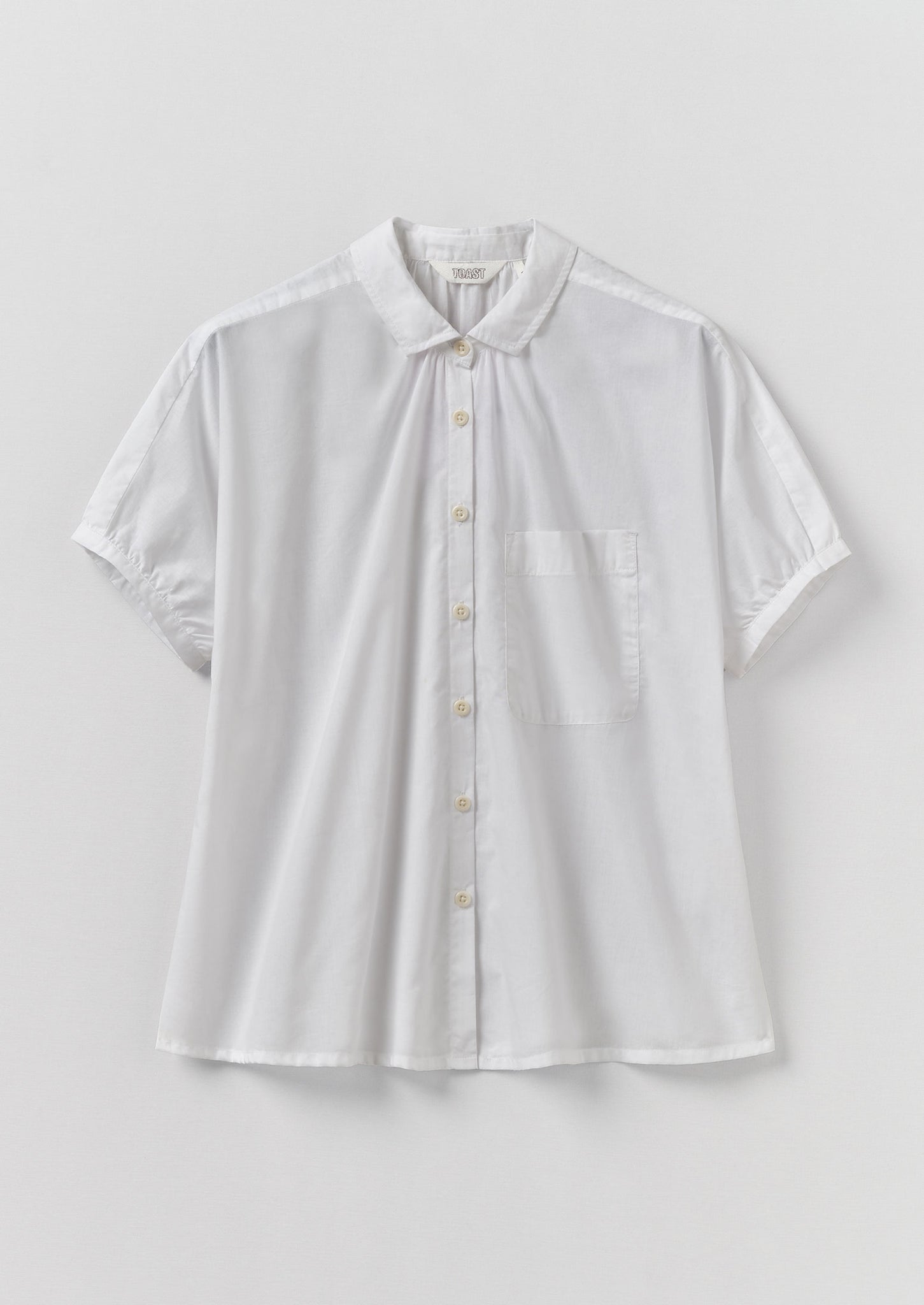 Gathered Cotton Chambray Shirt | White
