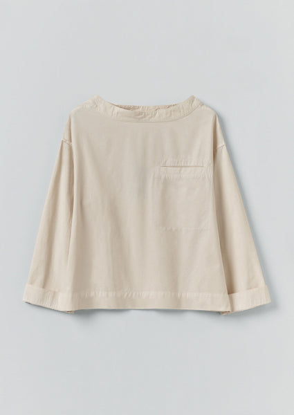 Cotton Linen Poplin Smock Top Raw Linen
