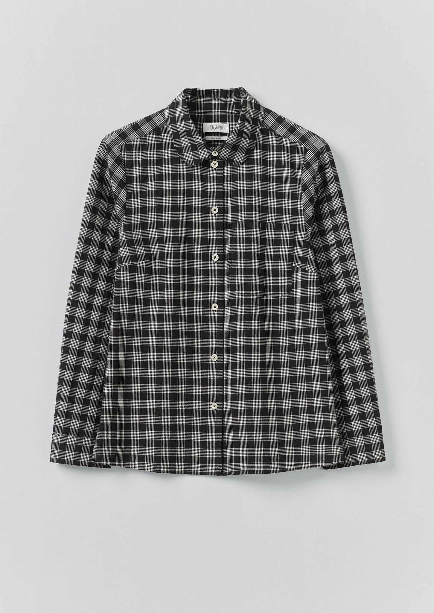 Ollie Binding Check Cotton Wool Seersucker Shirt | Black/Ecru